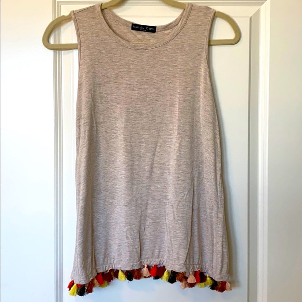 Kim & Cami Flowy Top with Tassel Details